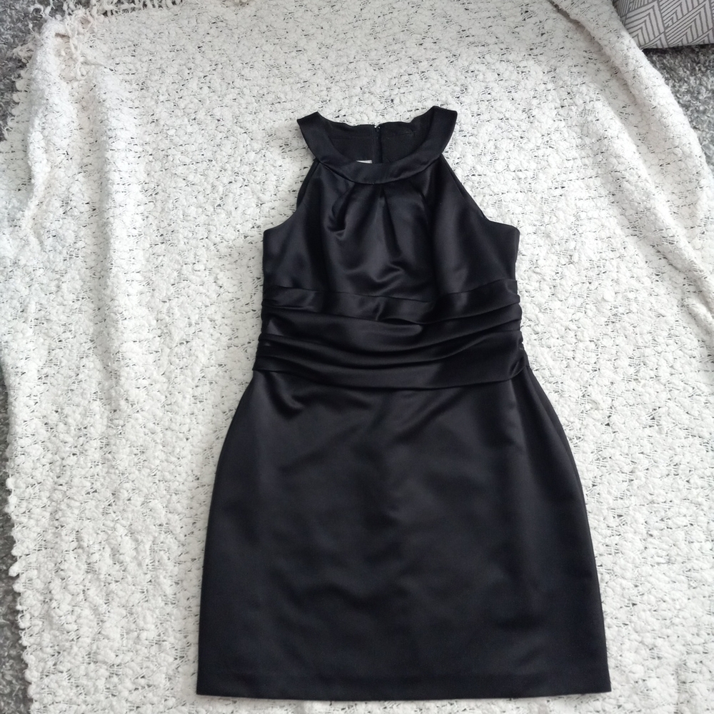 Davids Bridal Black Satin Oasis Wedding Gues Formal Dress Size 14